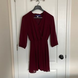 Maroon Long Sleeve Dress